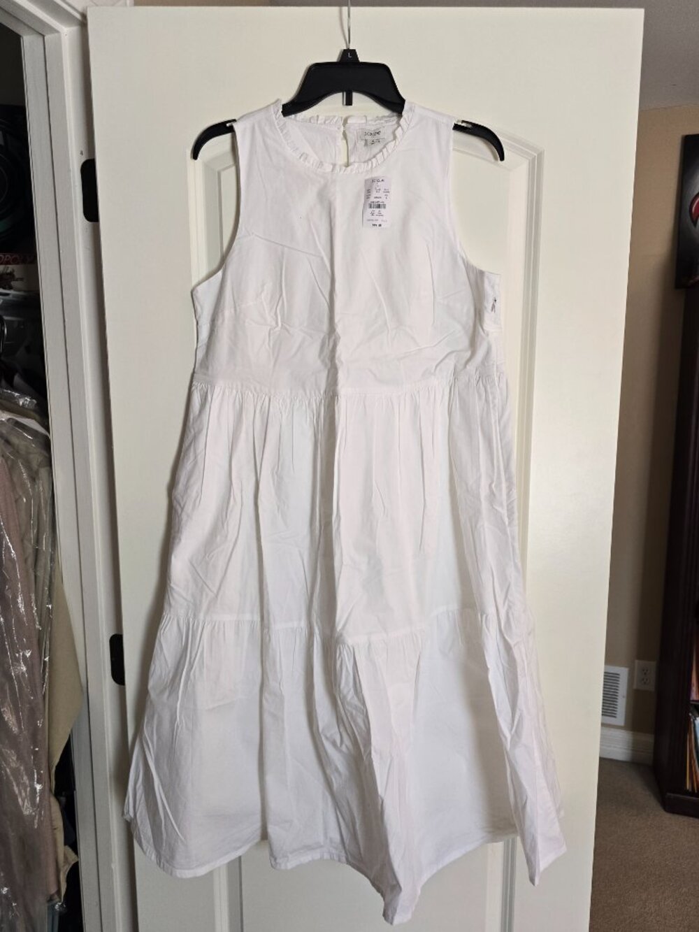 J.Crew J Crew NEW NWT White Sz 8 98% Cotton Tiered Ruffle Dress Lined Pockets!